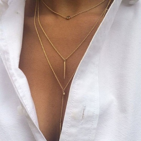 Jewelry - 3/$30 Multi Layer Gold Dot Bar Necklace